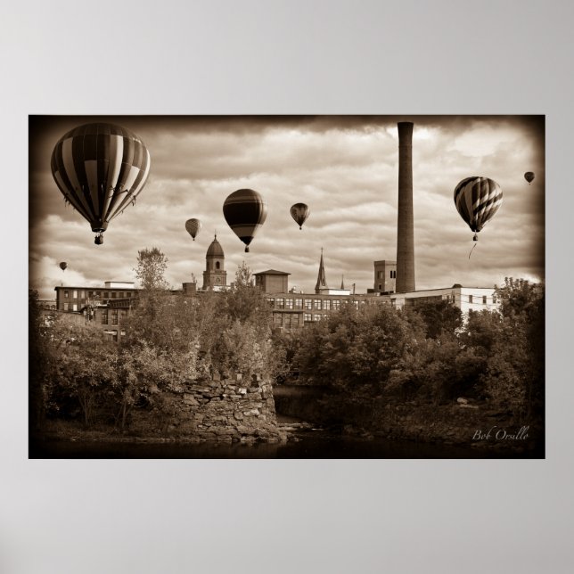 Póster Lewiston Maine Hot Air Balloons (Frente)