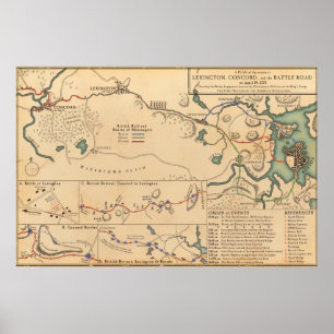 Poster Lexington, Concord e a Battle Road