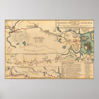 Poster Lexington, Concord e a Battle Road