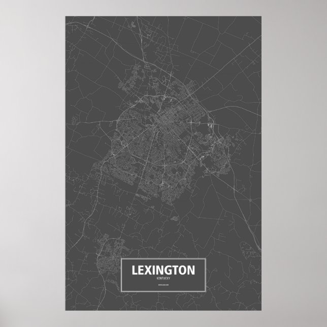 Poster Lexington, Kentucky (branco sobre preto) (Frente)