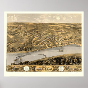 Poster Lexington, mapa panorâmico do MO - 1869
