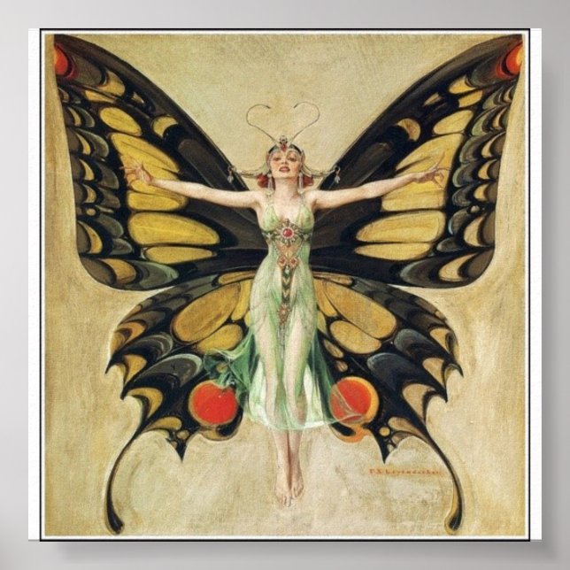 Póster Leyendecker - Mulher Borboleta (Frente)