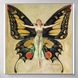 Póster Leyendecker - mulher da borboleta
