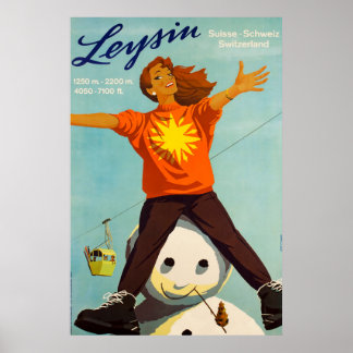 Póster Leysin,Suiça,Poster de Esqui