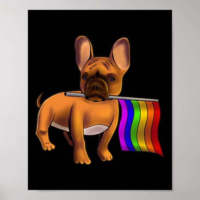 Poster Lgbt Gay French Bulldog Gay Dog Paw Lgbt Prid (Frente)