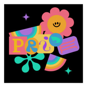 Póster LGBT+orgulho. Ama arco-íris. Amor de girassol. Pos