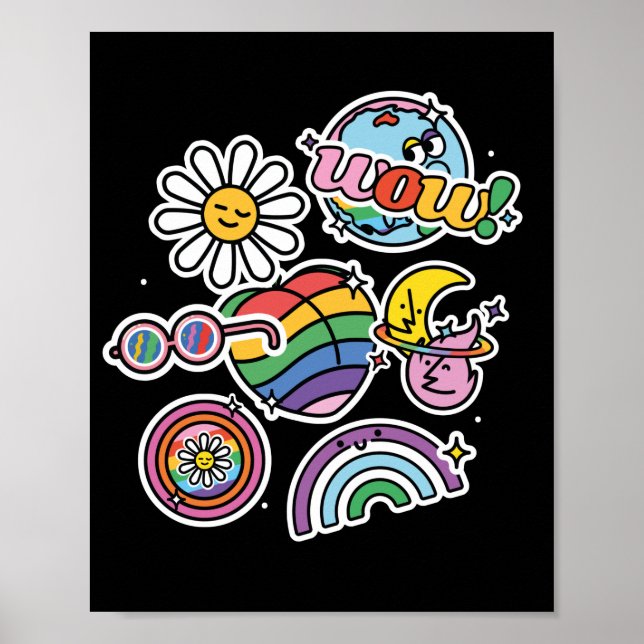 Poster LGBT+Orgulho. Amor é amor. Bandeira do arco-íris. (Frente)