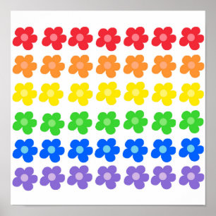 Poster LGBT Rainbow Flores Orgulho gay Liberdade e Iguald