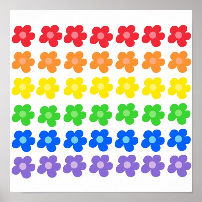 Poster LGBT Rainbow Flores Orgulho gay Liberdade e Iguald (Frente)