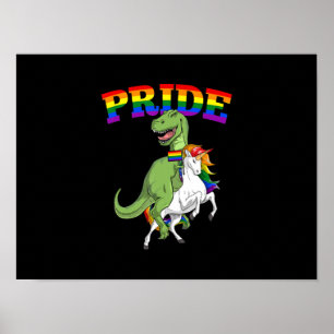 Poster Lgbt T-Rex Dinossaur Unicorn Orgulho gay Rainbow L