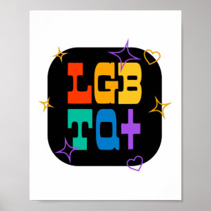Poster LGBTQ+. PRIDE+LGBT. Rainbow 