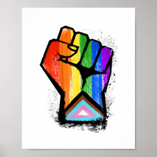 POSTER LGBTQ PROGRESSO ORGULHA FIST