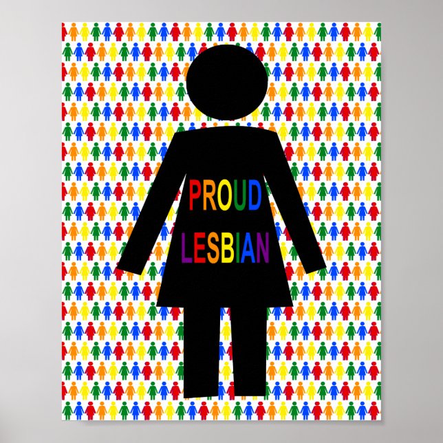 Poster LGBTQ Silhouette Lésbica e Damas Arco-Íris (Frente)