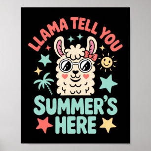 Poster Lhama Diz Verão Está Aqui Trocadilho Fofo Professo