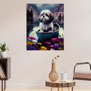 Poster Lhasa Apso em um Paddle: Uma Aventura Cênica