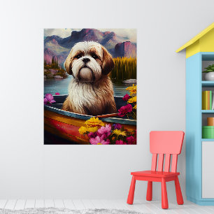 Poster Lhasa Apso em uma Canoa: Uma Aventura Cênica