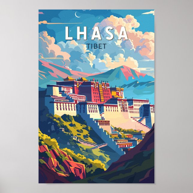 Poster Lhasa Tibet Viagem Art Vintage (Frente)