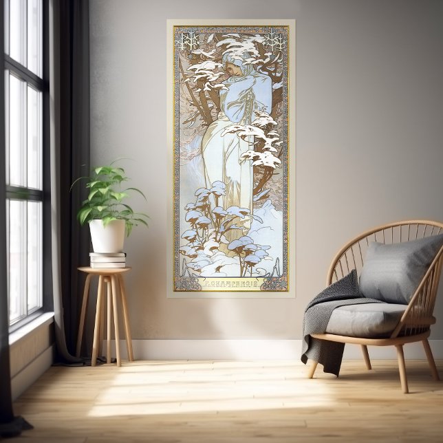 Poster L'Hiver Season Art Nouveau Alphonse Mucha (Criador carregado)