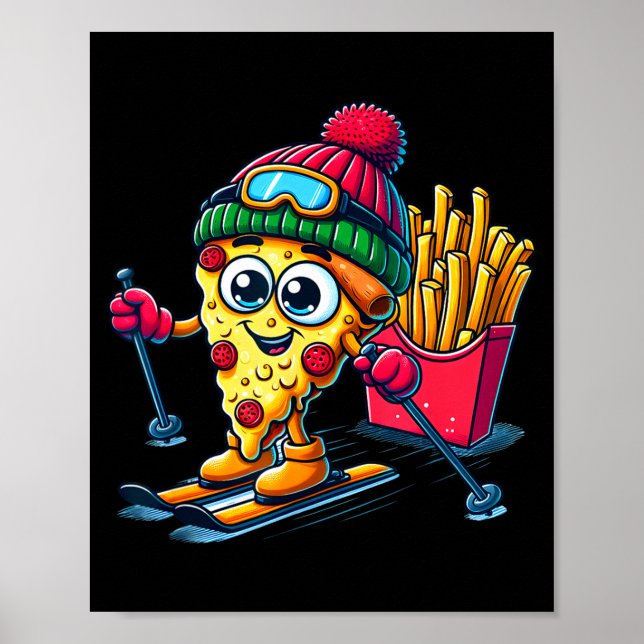 Poster Li&ccedil;&atilde;o de esqui pizza batata frita es (Frente)