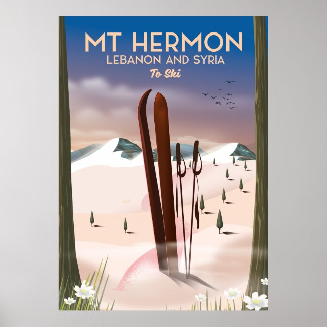 Poster Líbano e Síria Mt Hermon Esqui (Frente)