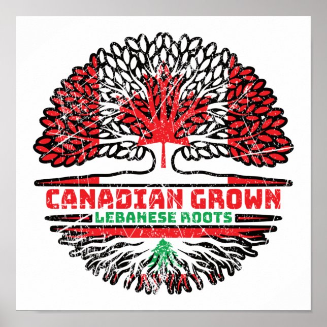 Poster Líbano Libanês Canadá Árvore Bandeira do Canadá (Frente)