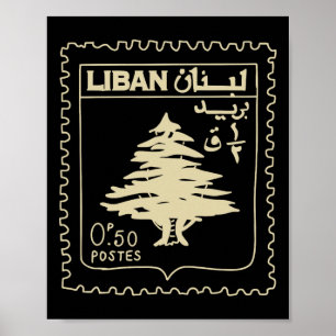 Poster Líbano: Vintage apoia Líbano Beirute Mapa Libanês