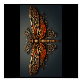 Póster libélula de metal