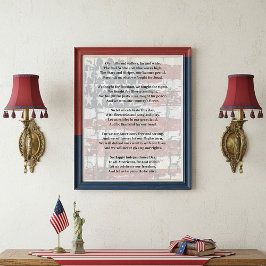 Poster Liberdade americana Poema com bandeira patriótico