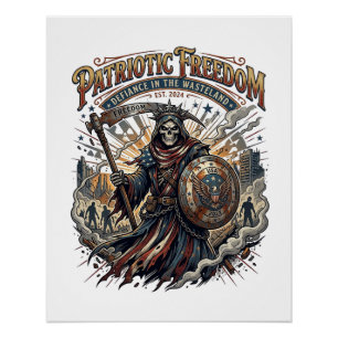 Póster Liberdade Apocalíptica Patriótica Ceifador Zumbi A