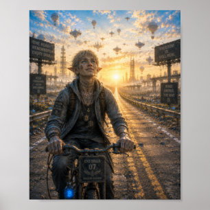 Poster Liberdade / Ciclista / Estrada Vazia