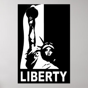 Póster Liberdade corajosa & grande, preta & branco