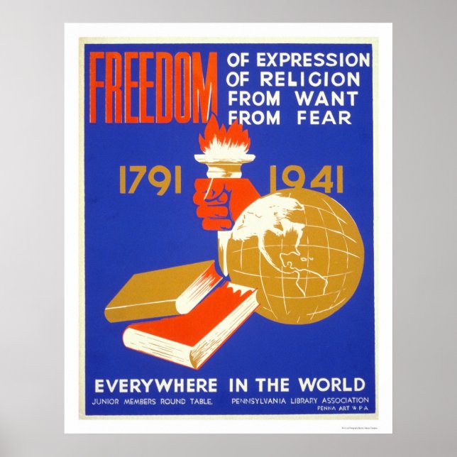 Póster Liberdade De Roosevelt Para O WPA De 1941 (Frente)