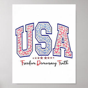 Poster Liberdade Democracia Verdade EUA Anti-trump 4 De J