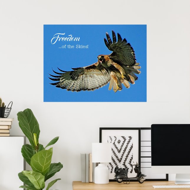 Poster Liberdade dos Céus Falcão-de-cauda-vermelha (Escritório em casa)