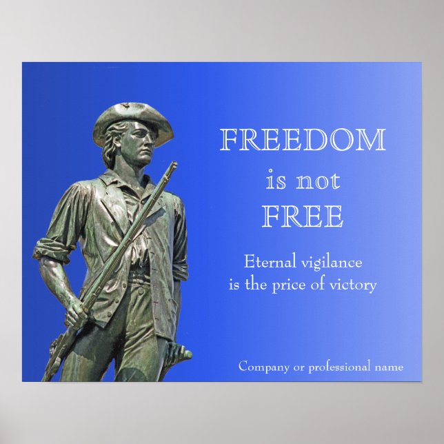Poster Liberdade não é Grátis - estátua do Minuteman (Frente)