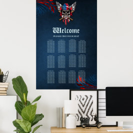 Poster Liberdade selvagem, crânio americano com morcegos 