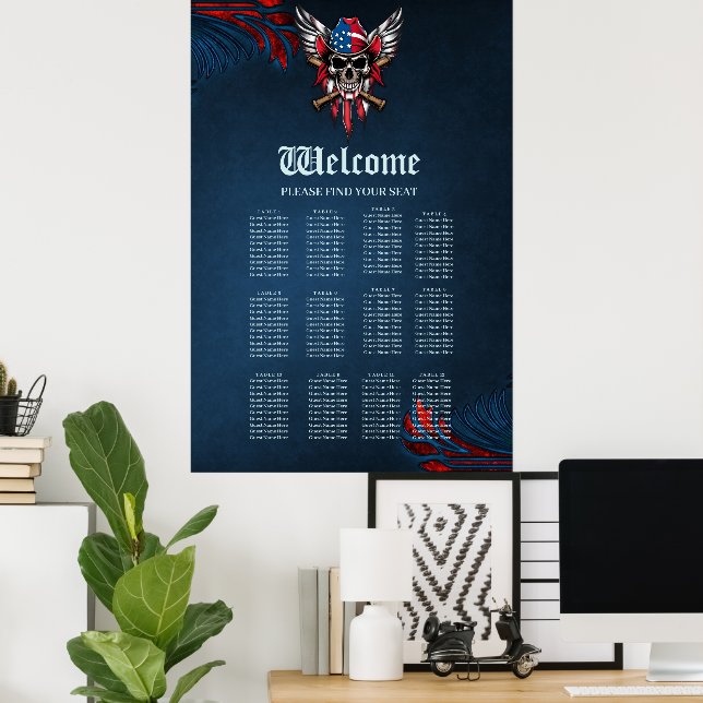 Poster Liberdade selvagem, crânio americano com morcegos  (Escritório em casa)