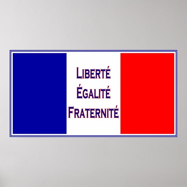 Poster Liberté, Egalité, Fraternité French Flag Bastille (Frente)