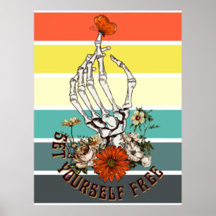 Poster Liberte-Se - Flores De Esqueleto Borboleta