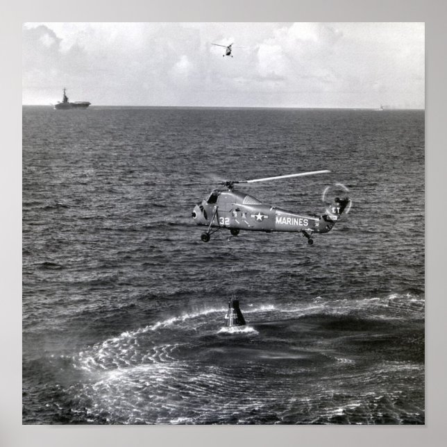 Póster Liberty Bell 7, Splashdown e recuperação (Frente)