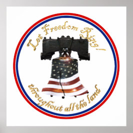 Poster Liberty Bell com Bandeira Americana - Deixe a Libe