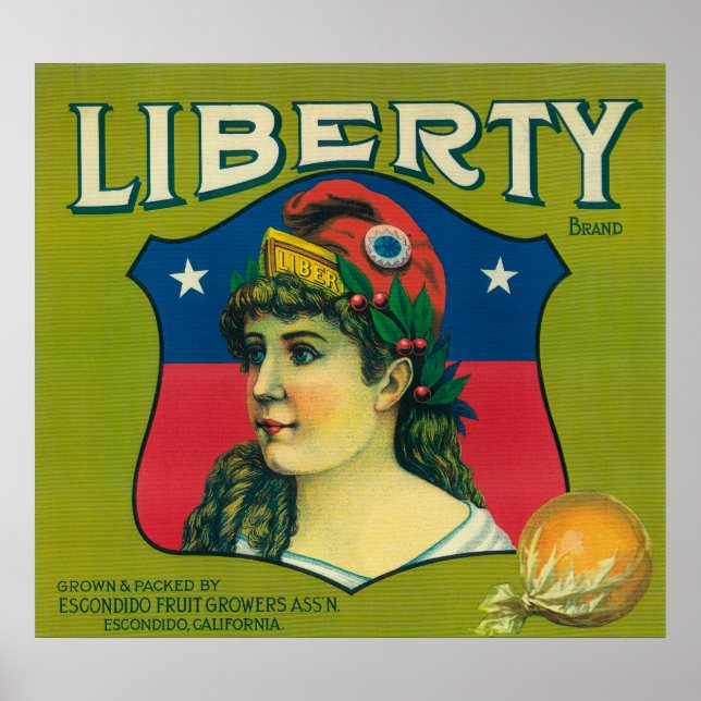 Poster Liberty Orange LabelEscondido,CA (Frente)