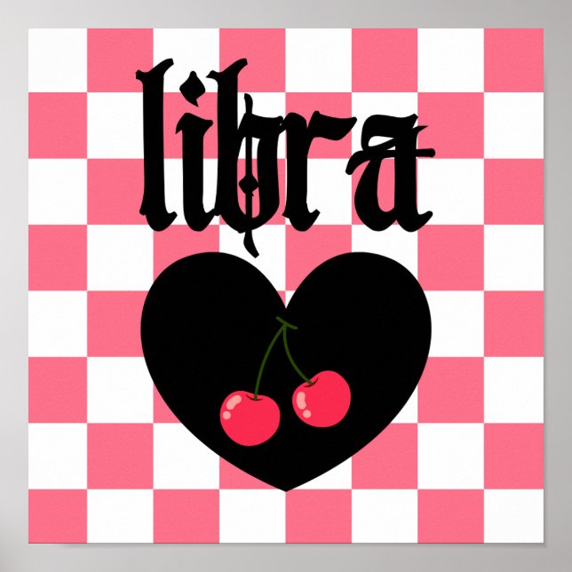 Poster Libra Gothic Aestética Checkada Arte Cerejeira (Frente)