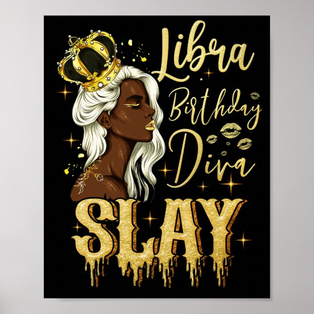 Poster Libra Rapariga Birthday Diva Slay Zodiac Libra Que (Frente)