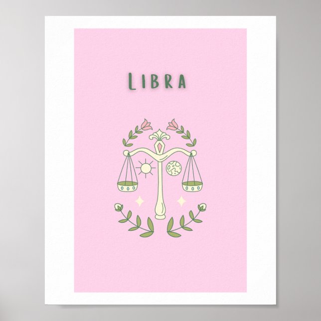Poster Libra Rosa, zodíaco, signo do zodíaco (Frente)