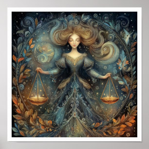 Poster Libra Signo do Zodíaco Astrologia Celestial