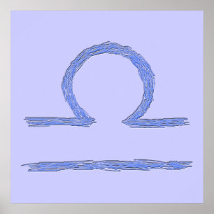 Póster Libra. Sinal astrológico do zodíaco. Azul