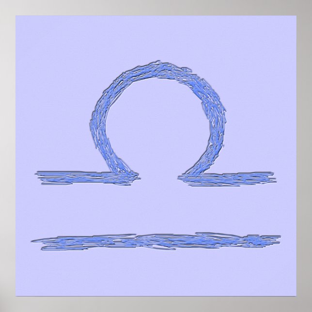 Póster Libra. Sinal Astrológico Zodíaco. Azul. (Frente)