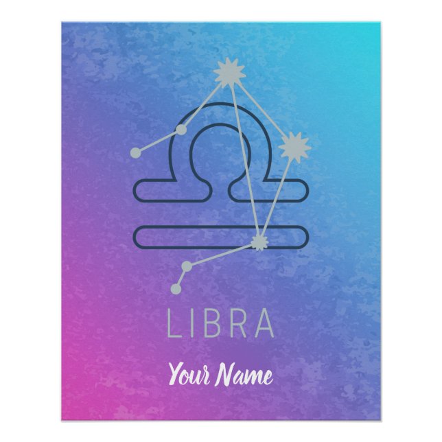 Póster Libra Zodiac - Sinal de Estrela - Constelação do H (Frente)