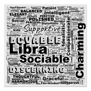 Póster Libra Zodiac Word Cloud Inspiration Glossy
